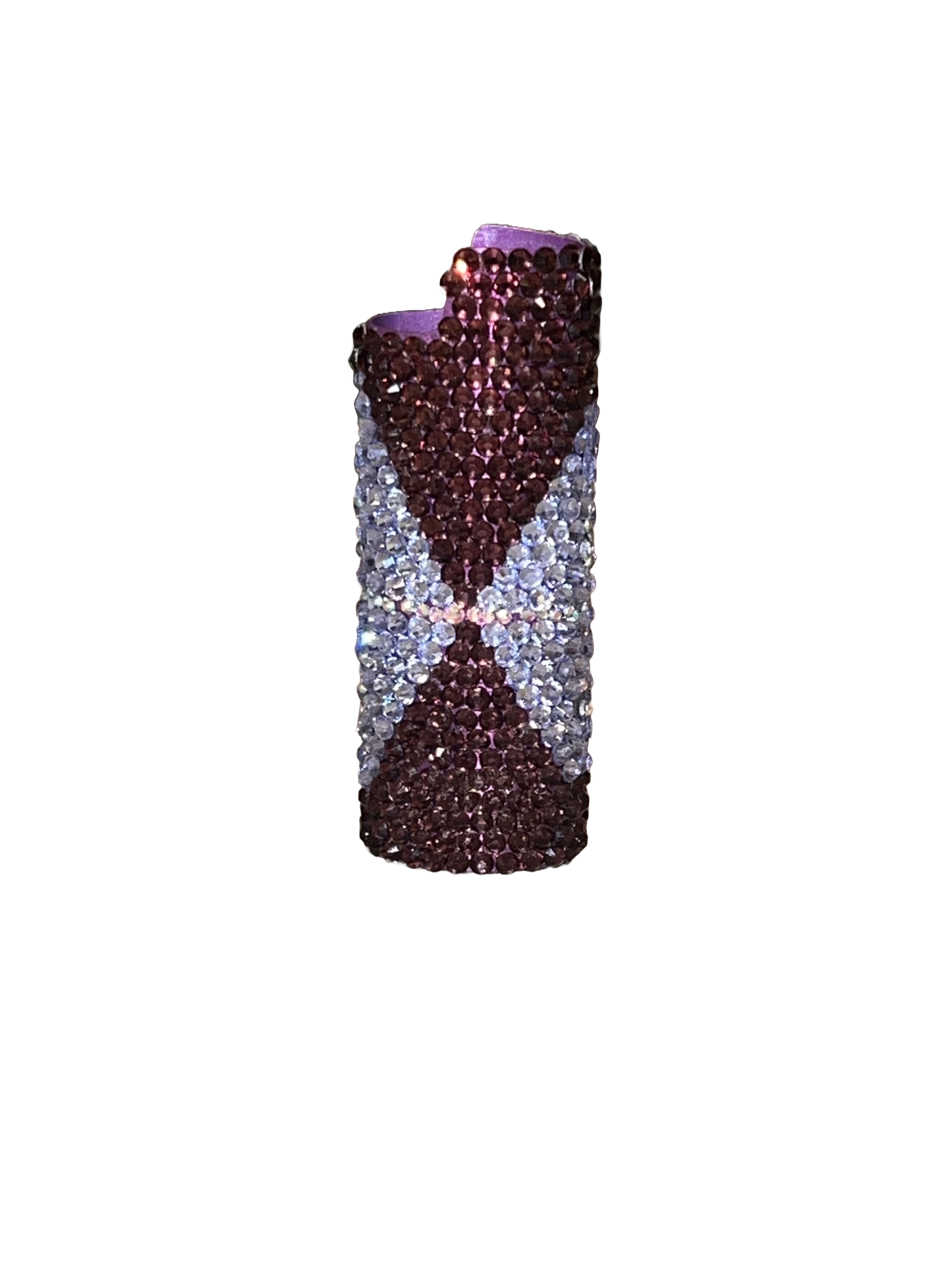 Cosmic Crossroads - Bedazzled BIC Lighter Deep Purple & Lavendar Crystal