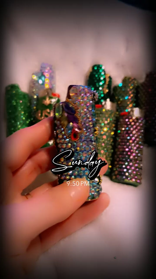 Serpent of Eve - Bedazzled Bling Rainbow Crystal AB BIC Lighter Case/Sleeve/Pouchj