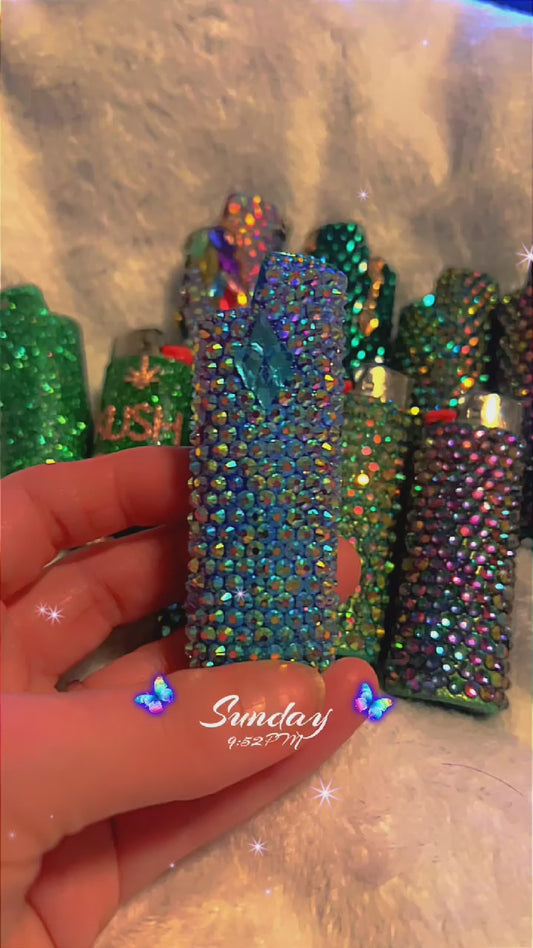 Nommo's Whisper - Rainbow BIing Lighter Case Glimmering in Transluscent AB Rhinestones